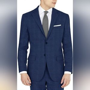 THE Lexington by DKNY- Men's Modern Suit Seperate-40 Reg- Blue/Plaid